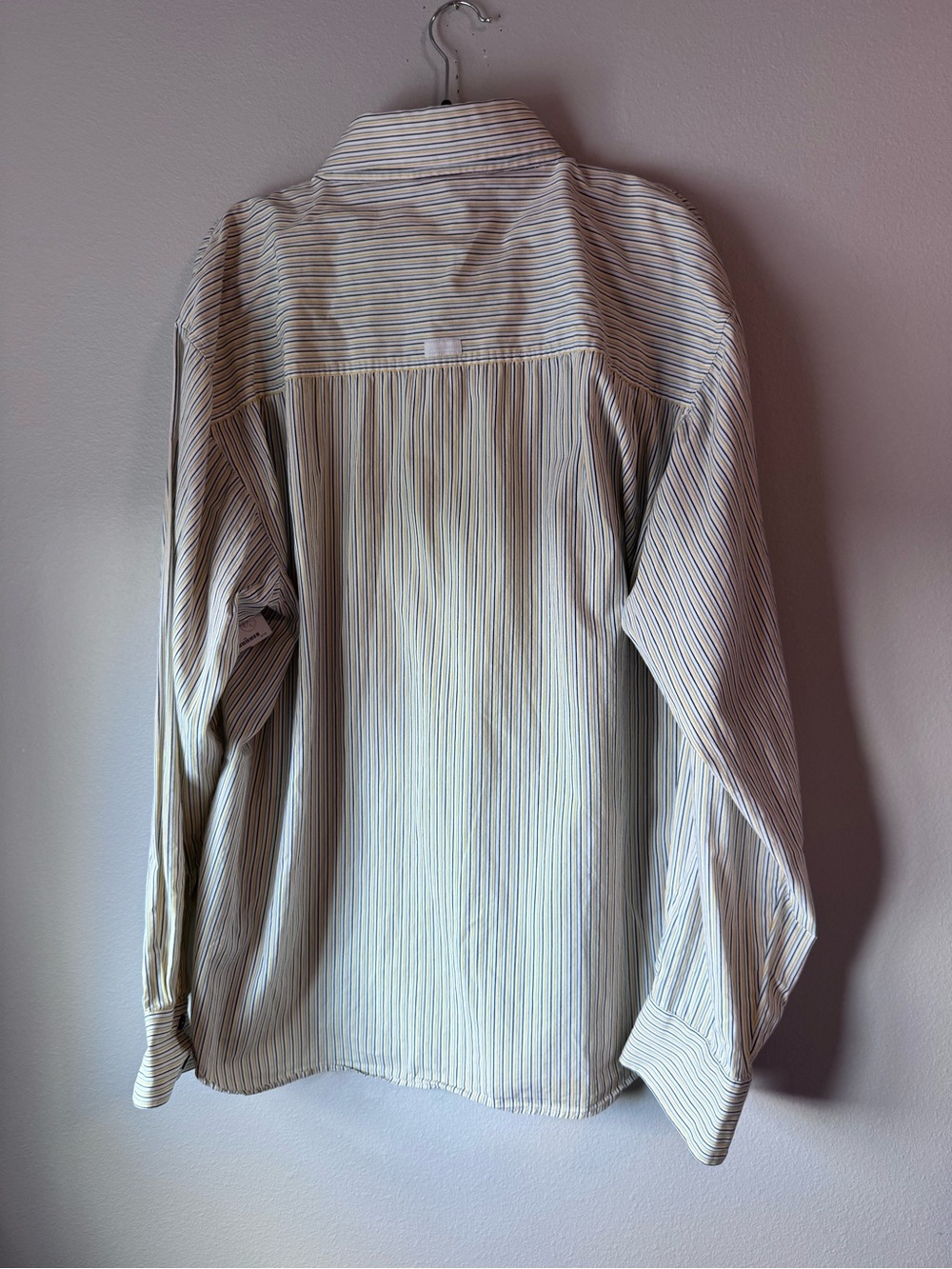 Men's Striped Button-Up Shirt - White with Navy Accents - Picture 6 of 9